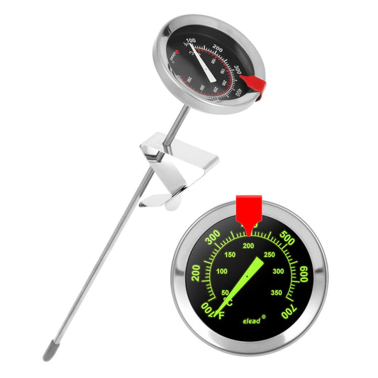 Glow-in-The-Dark Candy Thermometer Waterproof - 9" Deep Fry & Candy Thermometer with Pot Clip – High-Heat, Waterproof for