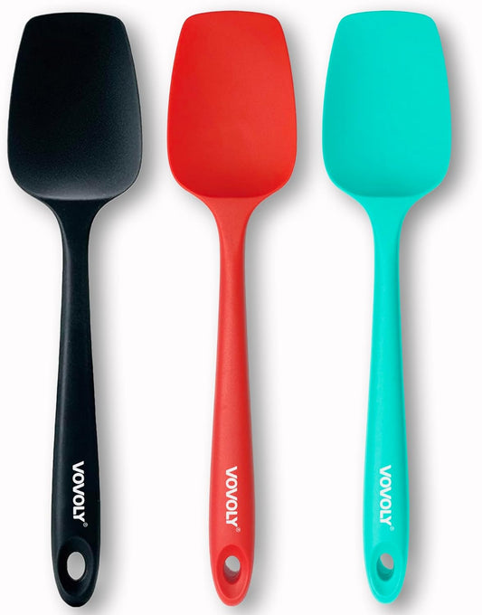 Silicone Spatula Set, Heat Resistant Rubber Spoon Spatula with Seamless One Piece Design, Non-Stick Spoonula, Flexible