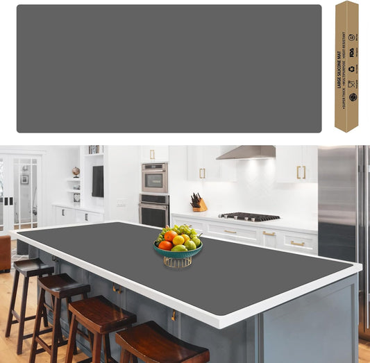 120" x24''(305cmx60cm) Extra Large Silicone Mat for Kitchen Counter, Heat Resistant Countertop Protector, Non-Slip