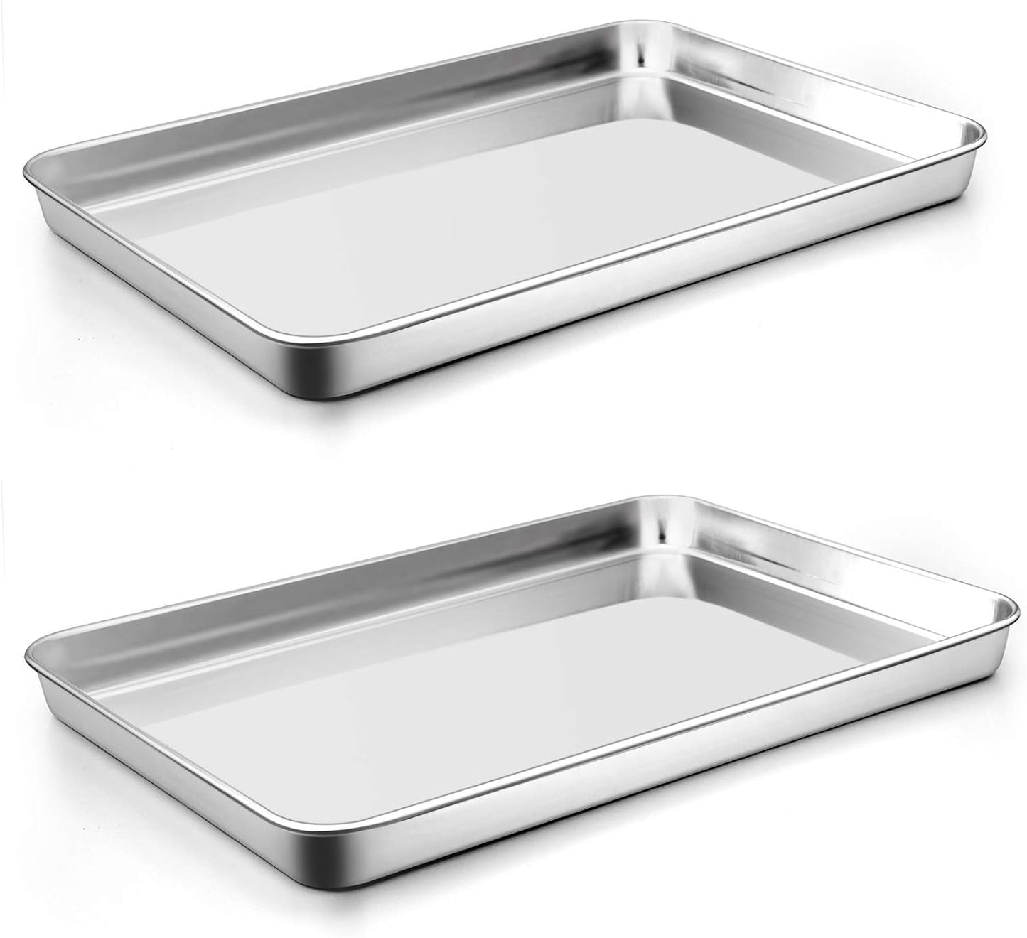 P&amp;P CHEF Baking Sheet Pan, Stainless Steel Cookie Sheet, 16 Inch &amp; 2 Pcs | Oven Tray Sheet Pan for Baking &amp; Serving, Baking Tray for Multi Uses, Heavy Duty &amp; Non-toxic, Rust Free &amp; Dishwasher Safe
