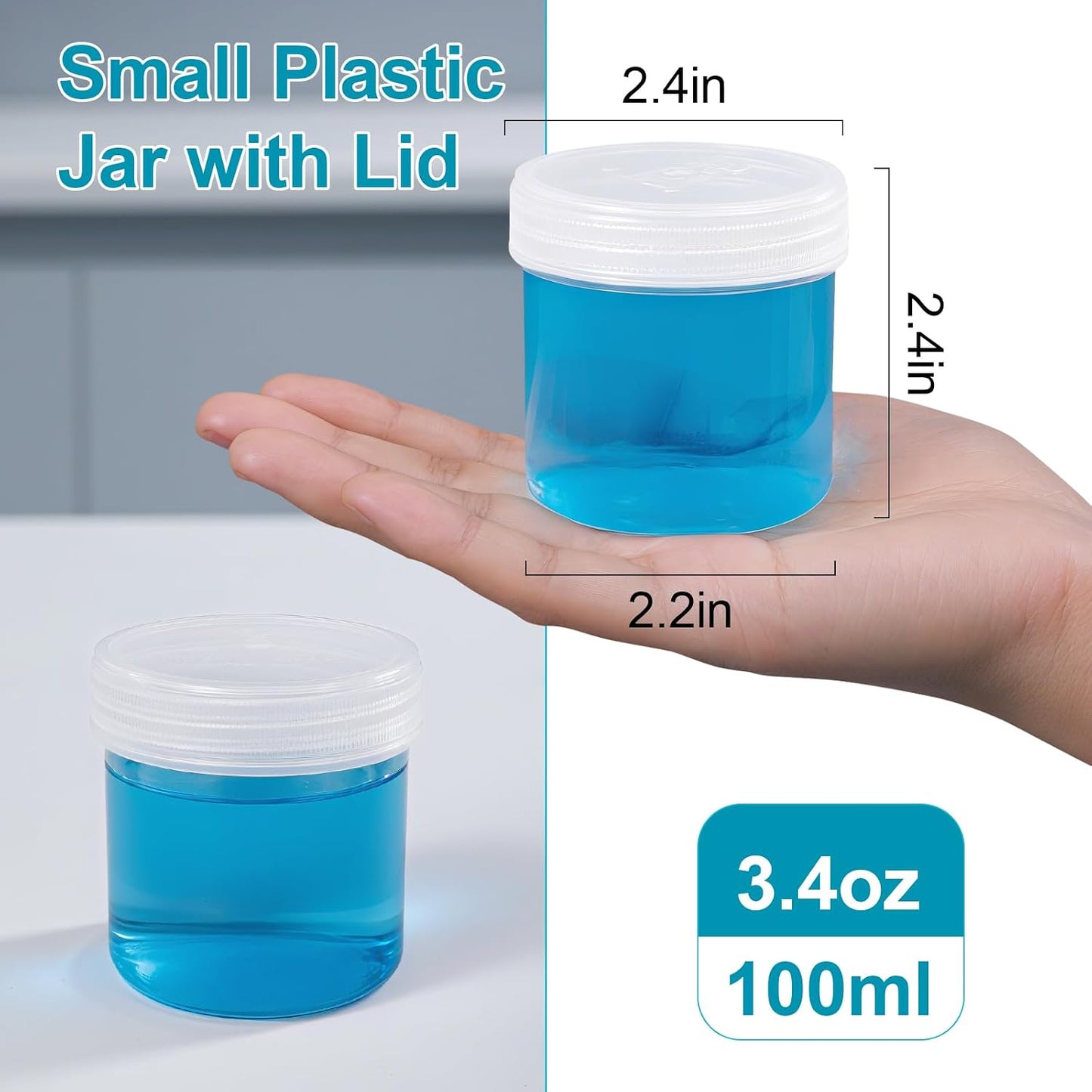 Wide Mouth Travel Containers, PP Clear Leak Proof Travel Plastic Jars with Lids for Creams Lotion Cosmetic, Jewelry Beads, Sample, Small Items Storage (4 Pcs 3.4 oz，4 Pcs 8 oz)