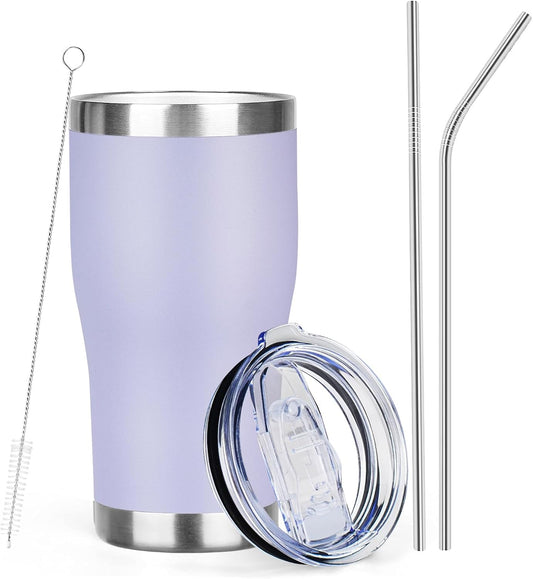 MEZMUT 20oz Coffee Tumbler with Lid and Straw Double Wall Vacuum Insulated Cup Stainless Steel Travel Mugs Insulated for Hot