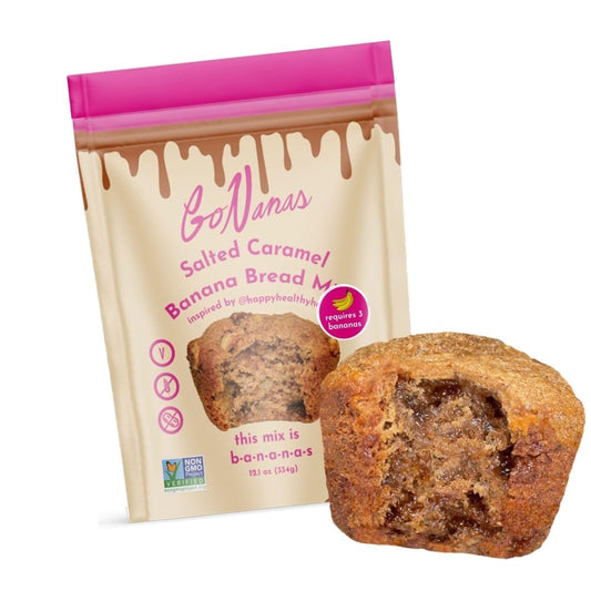 GoNanas Salted Caramel Oat Flour Banana Bread Mix, Suitable for Plant Based Vegan Diets, Gluten Free Dairy Free Snacks,