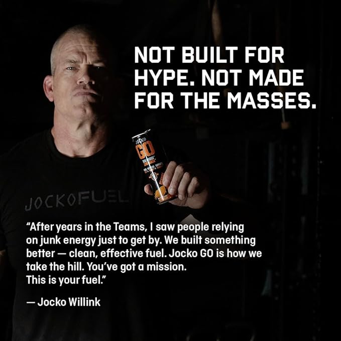 Jocko GO Energy Drink - Keto, Vitamin B12, Vitamin B6, Electrolytes, L Theanine, Magnesium- Energy Boost, Sugar Free Nootropic Monk Fruit Blend - 12 Pack (Black Cherry Vanilla)