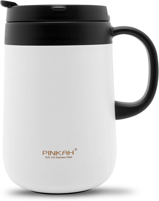 16oz Coffee Mug Cup with Handle, Insulated Stainless Steel Coffee Cup with Lid, Hot and Cold Beverages, Double Walled Vacuum