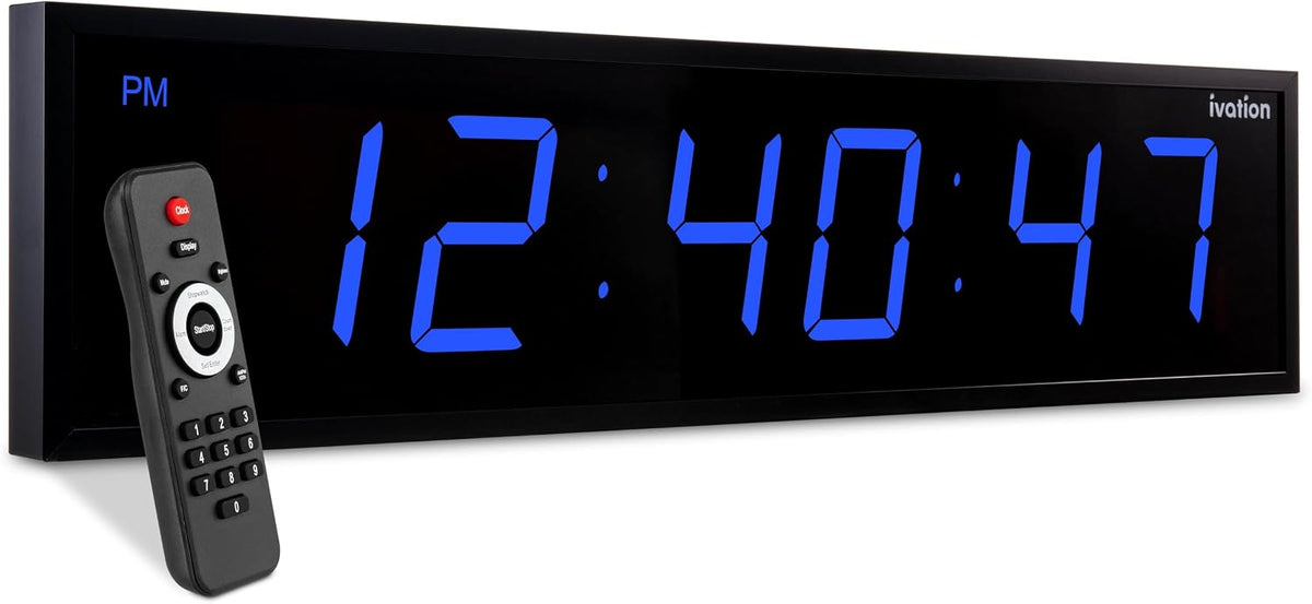 Ivation Oversized Digital Wall Clock with Large LED Display &amp; Timer, 36"