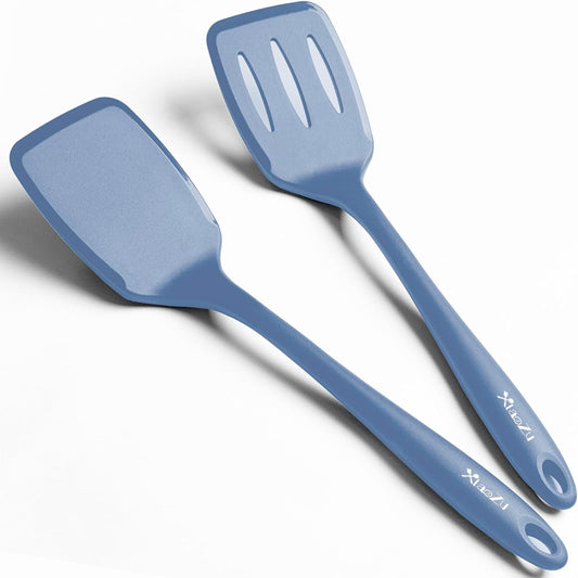 600˚F Heat Resistant Silicone Spatula Set, 13.6" Kitchen Spatula Turners for Non Stick Cookware, Flexible Spatulas with Thin