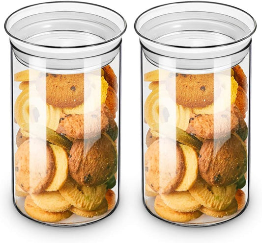 ZENS 37oz Glass Jars Set of 2, Clear Glass Kitchen Canisters with Airtight Lids, Wide Mouth Glass Storage Containers for