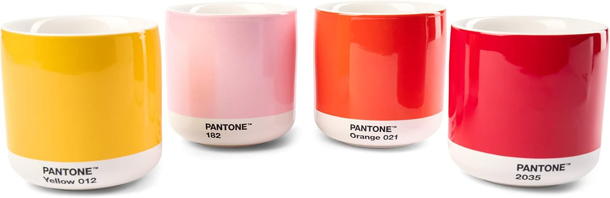 Copenhagen Design Pantone Latte Cup - Double Wall Thermo - Cappuccino Handleless Mug - 7.44oz/220ml, Red 2035