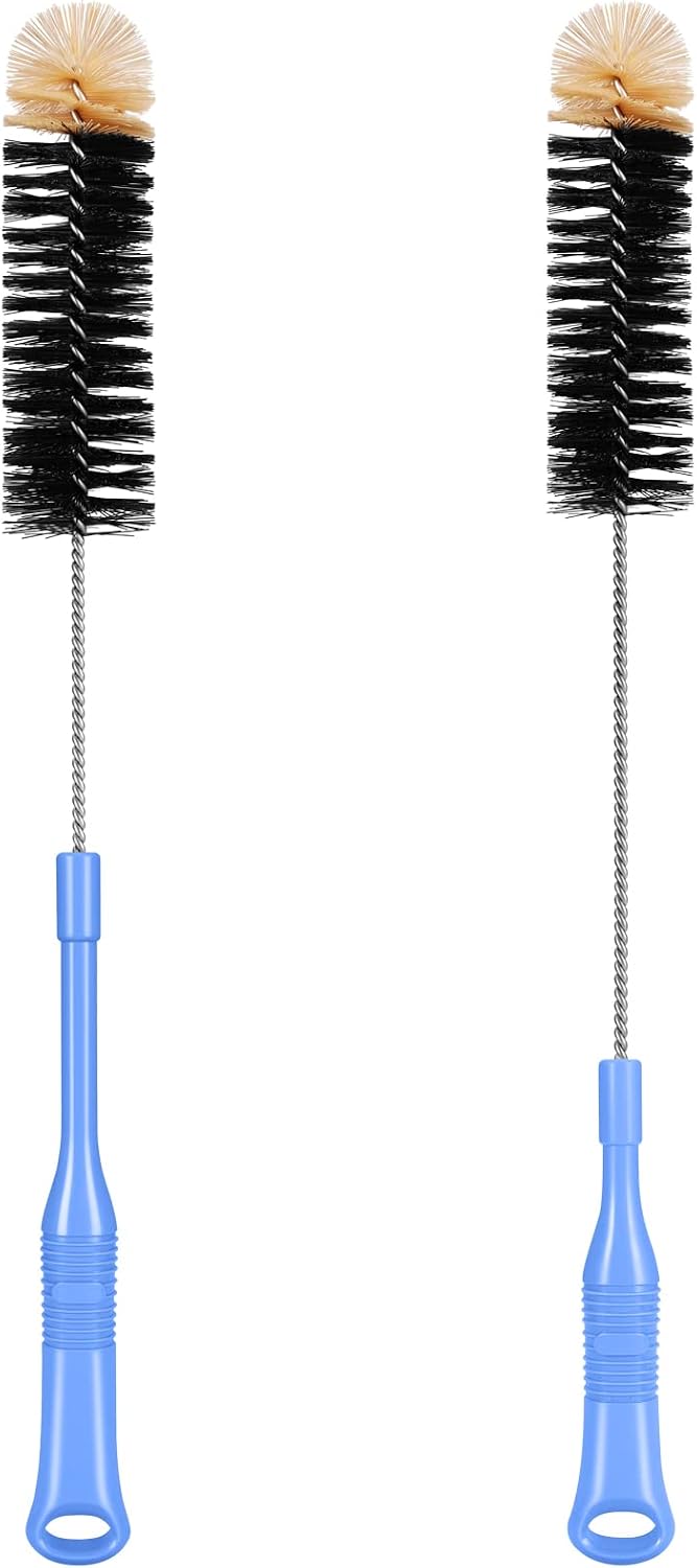 MOSOLAN Long Handle Bottle Brush, 17 Inch Bottle Brush Cleaner, 2 Pack | Extra Long Flexible Bendable Cleaner for Washing Narrow Neck Bottles, Wine Decanter, Kombucha, Pipes, Beer Brewing Supplies