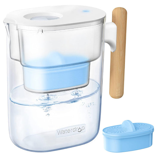 Waterdrop Alkaline Chubby 10-Cup Large Water Filter Pitcher with 1 Filter, Healthy, Clean & Toxin-Free Mineralized Alkaline