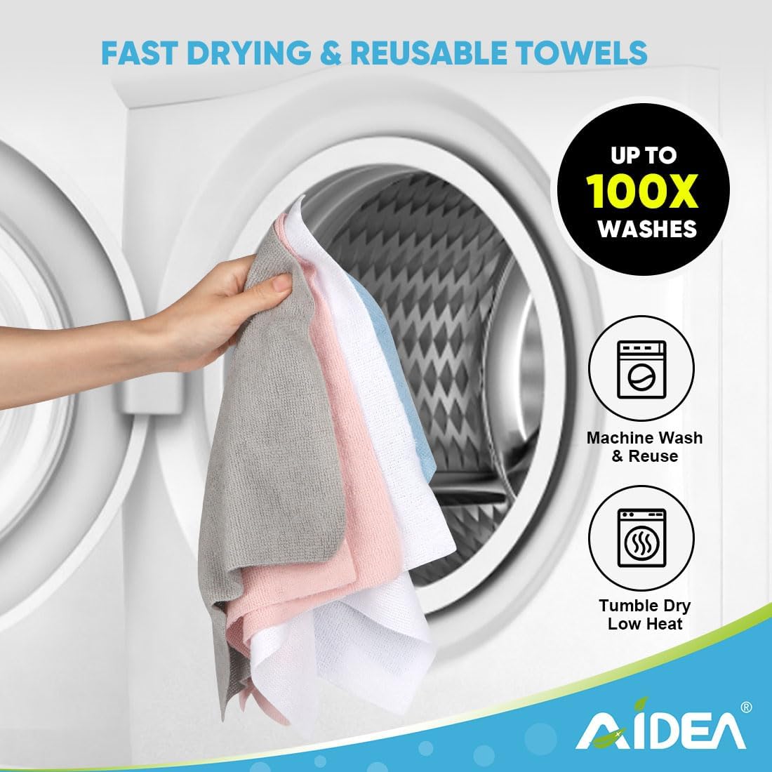AIDEA Microfiber Cleaning Cloth Roll-75PK, Reusable Paper Towels 11.5×11.5"