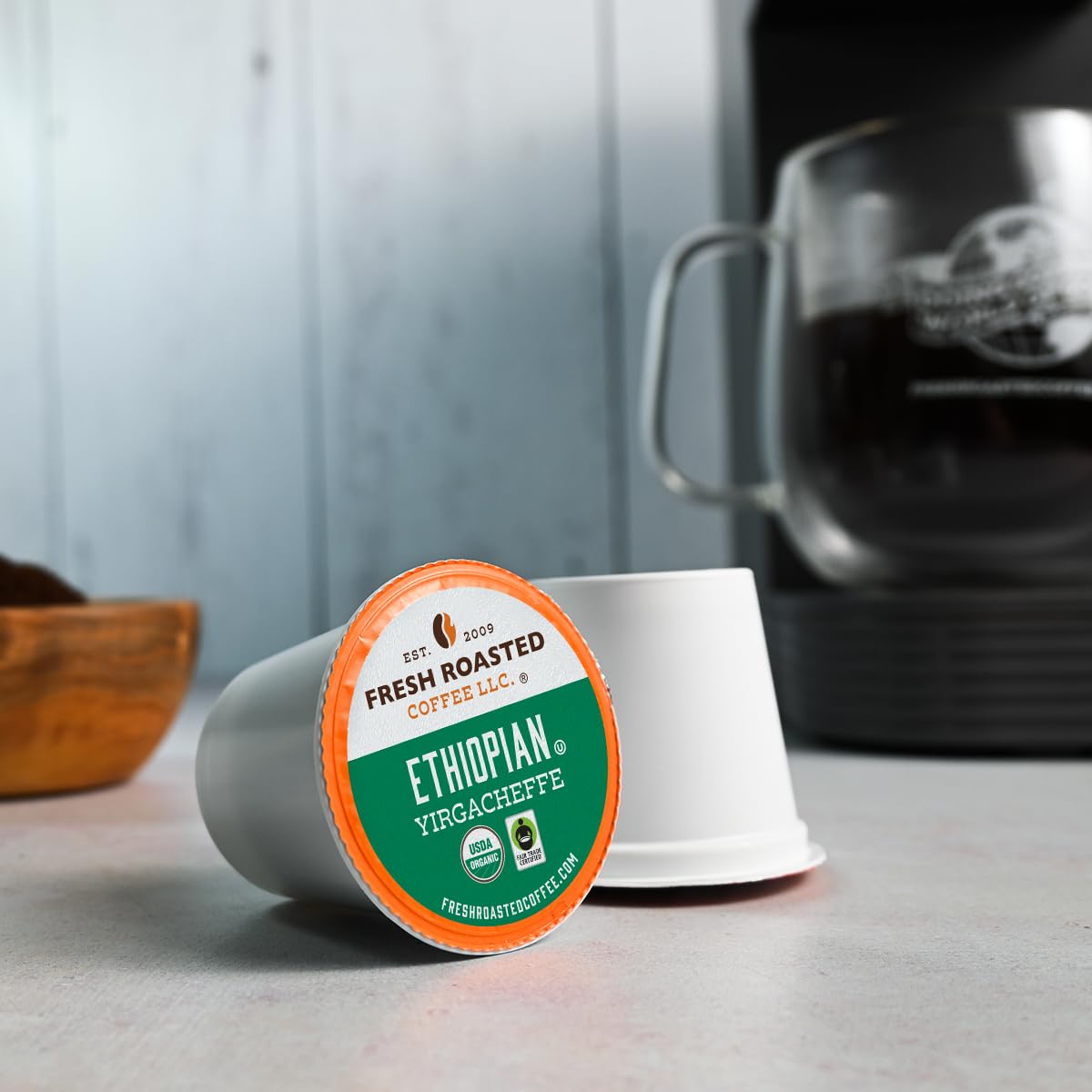 Fresh Roasted Coffee, Organic single Origin K-Cup Pods for Keurig Brewers, Medium Roast, USDA Organic, Kosher, 96 Count Loose Pack