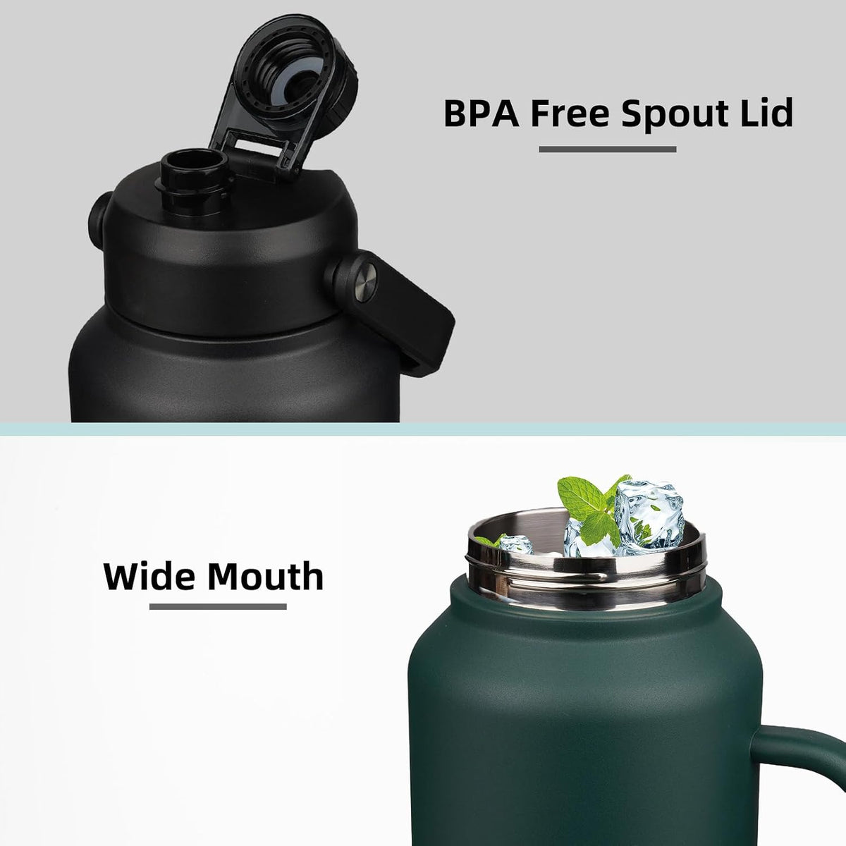 BJPKPK 87oz Stainless Steel Water Bottle, Large Insulated Water Jug | Vacuum Insulated Jug with Spout Lid, Top &amp; Side Handle, BPA-Free Leak-Proof Water Bottle for Hiking, Camping &amp; Outdoor