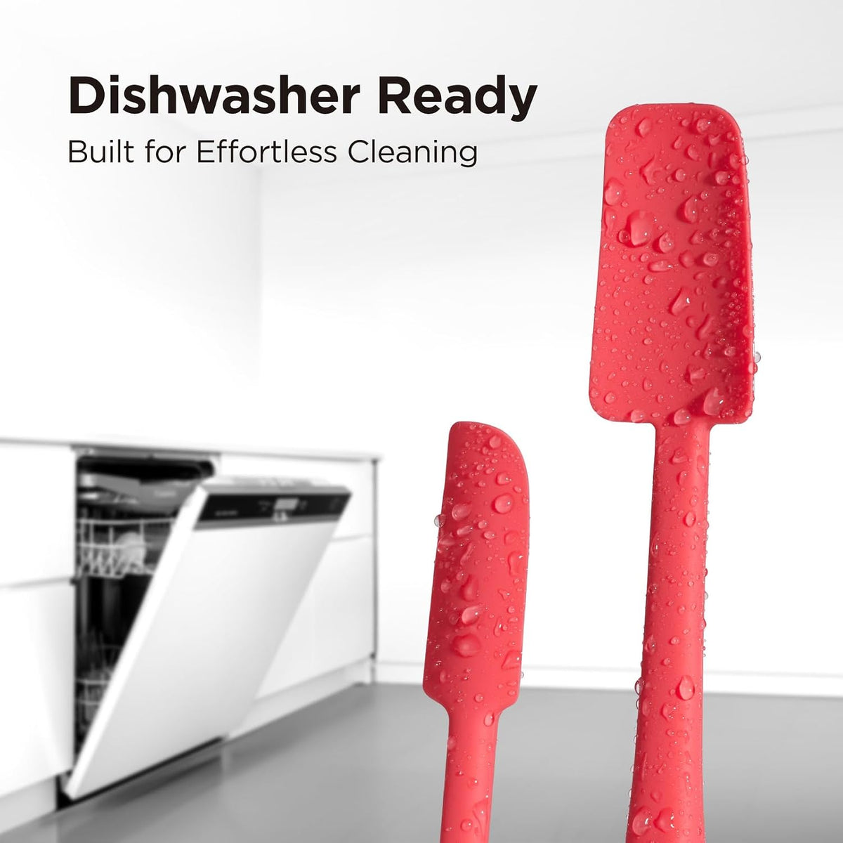 Kitchen Mama WaltzGrip Platinum Silicone Jar and Can Spatula Set, Red