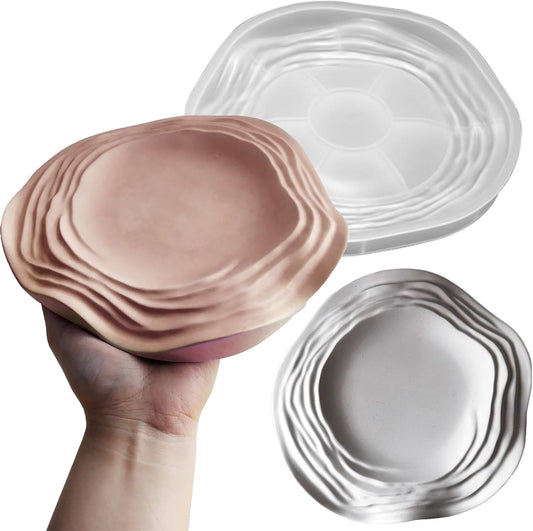 Wehous Irregular Tray Silicone Molds, Wave Flower Tray Resin Concrete Mold, 3D Unique Ocean Wave Shape Storage Container