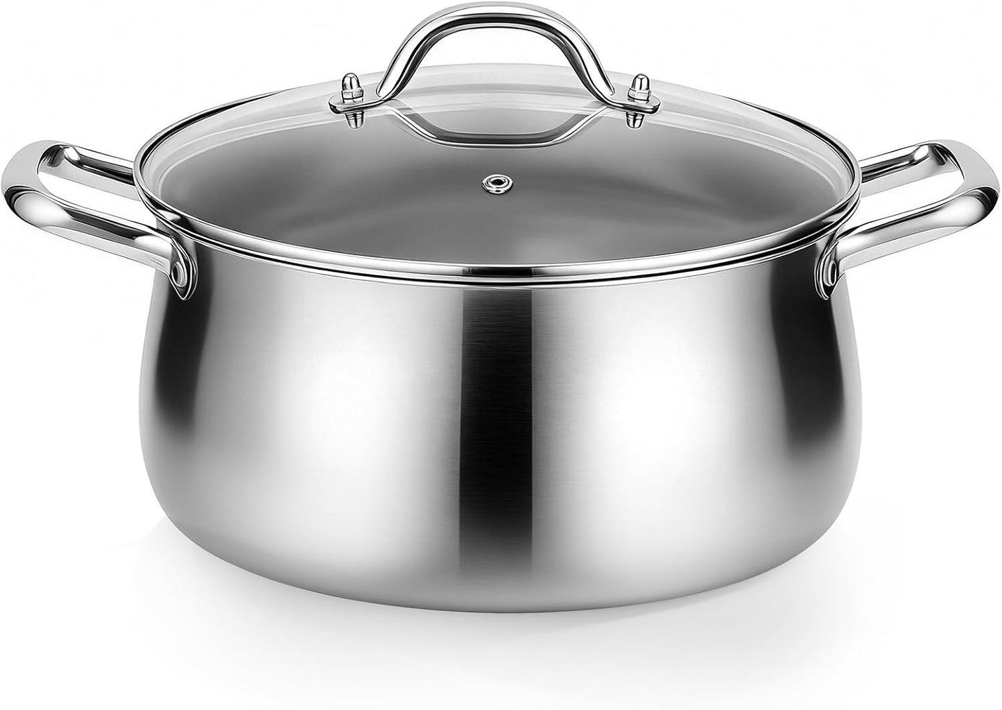 Tifanso 8QT Tri-Ply Stainless Steel Induction Stock Pot with Lid | Heavy Duty Nonstick Build, Great for Soup Pasta Canni