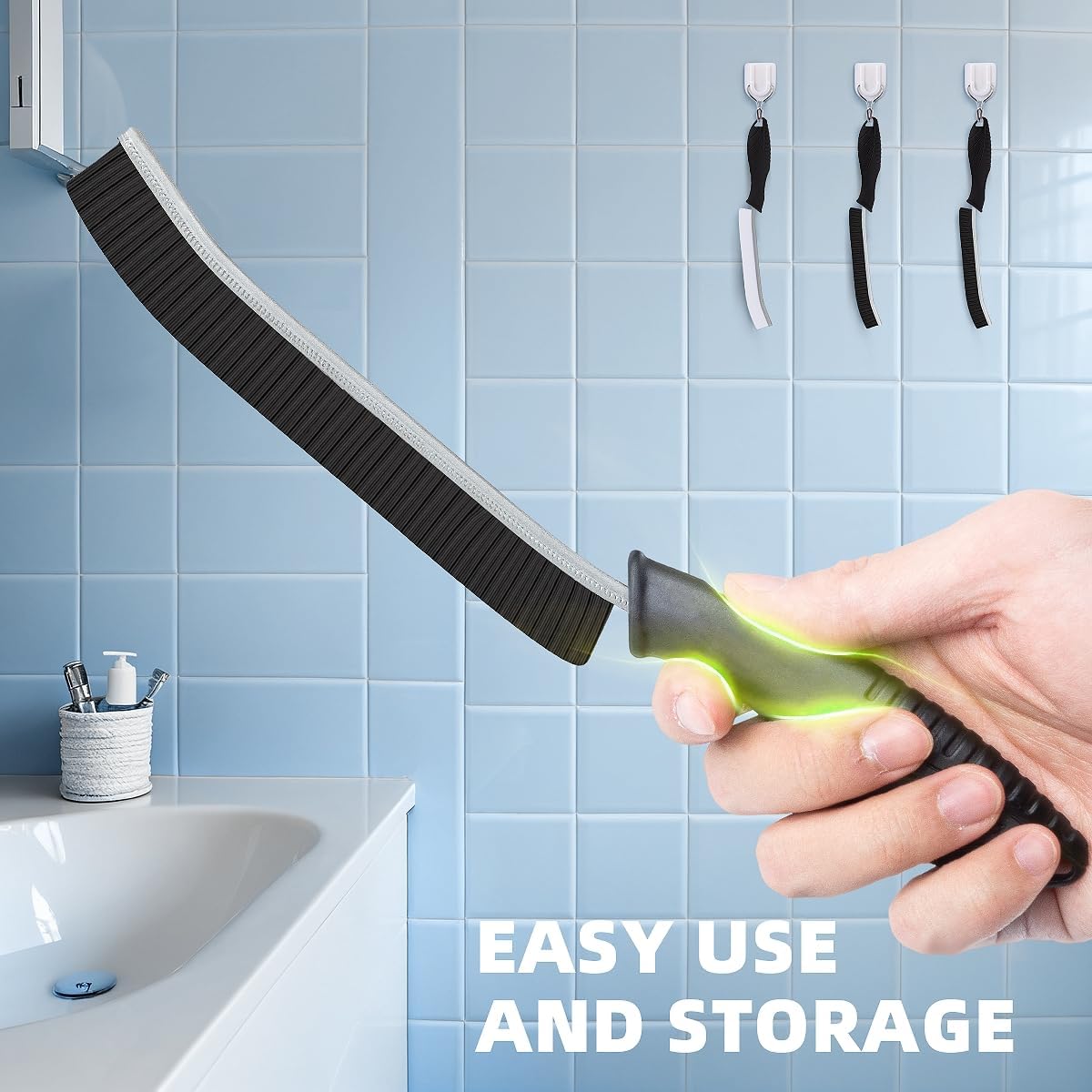TQRR 3Pcs Hard Bristle Crevice Cleaning Brush-Thin Grout Scrub Brush