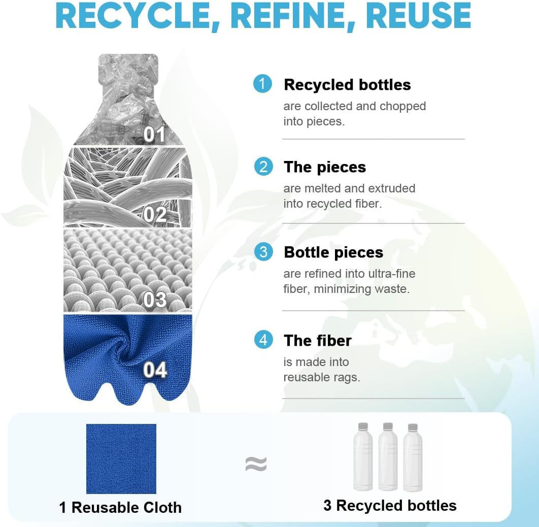 AIDEA Microfiber Cleaning Cloth Roll-55 Sheets, Cleaning Rags 11×9"