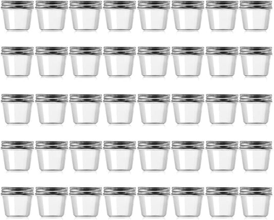 novelinks 4 Ounce Clear Plastic Jars Containers With Screw On Lids - Refillable Round Empty Plastic Slime Storage Containers