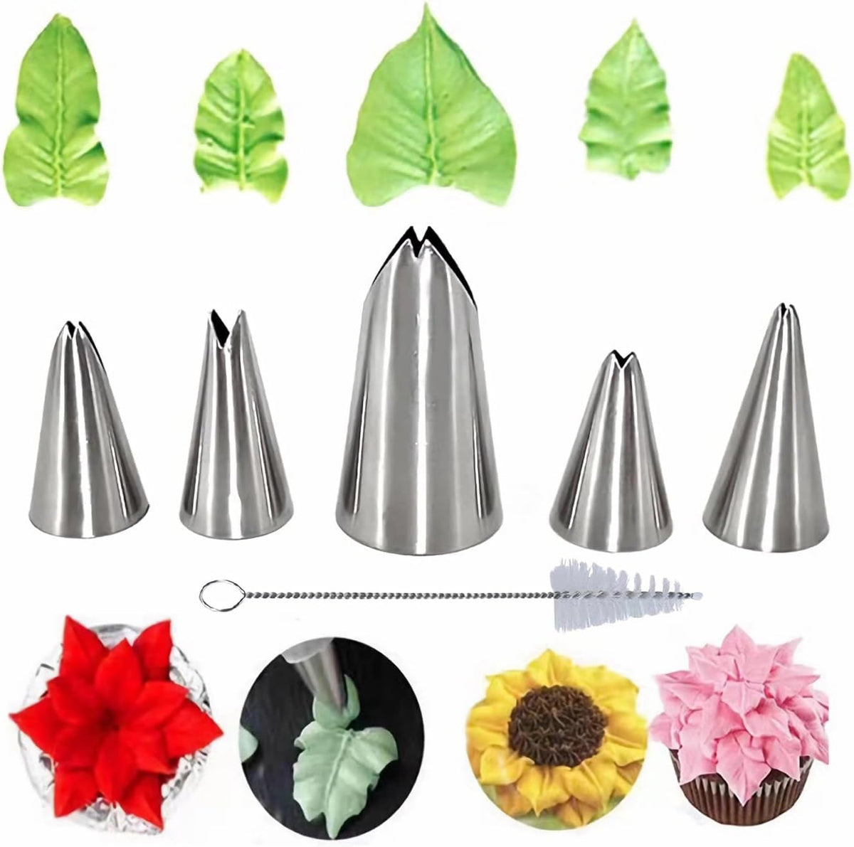 6 Pcs Leaf Piping Icing Nozzle