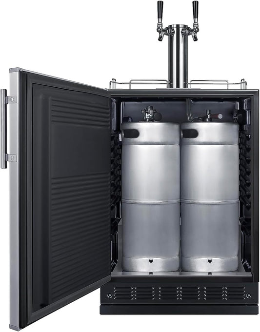 Summit Appliance 24" Wide Wine Kegerator/Refrigerator Combo, Black Interior, Caster Wheels, Residential/Commercial Use (LHD, Wine)