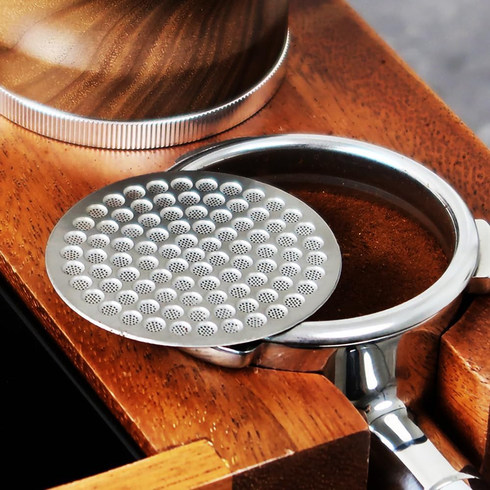 Puck Screen Reusable Mesh Coffee Filter for Espresso Portafilter Basket with Silent Puck Screen Ejector Coffee Grounds Remover Knock-Free Air Blower Kit (51mm Puck Screen)