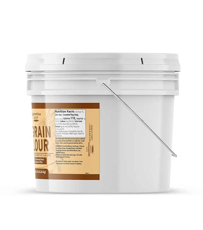 Unpretentious 9 Grain Flour, 1 Gallon, Bread & Dough, Storable, Fresh Homemade Bread (80 Ounce)