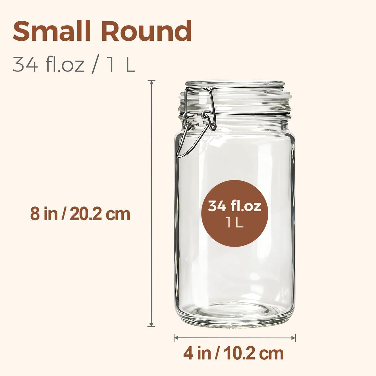 ComSaf Glass Pantry Jars with Airtight Lids 34 oz 3 Pack Coffee Canisters