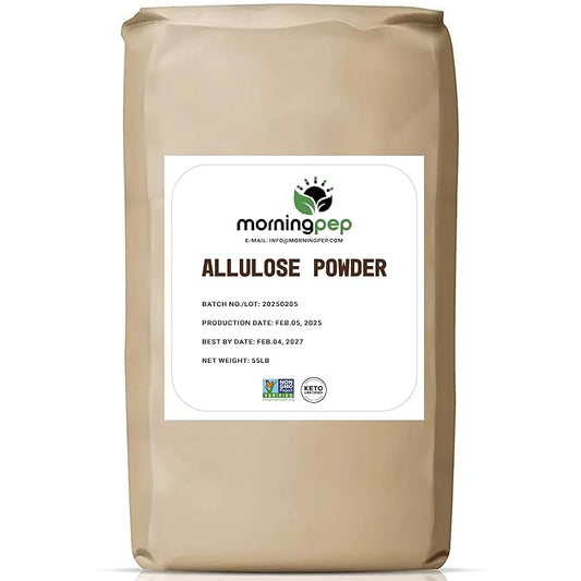 Morning Pep Allulose Sweetener 55 lb – Zero Calorie Sugar Alternative, 100% Pure, No Erythritol, Non-GMO Project Verified,