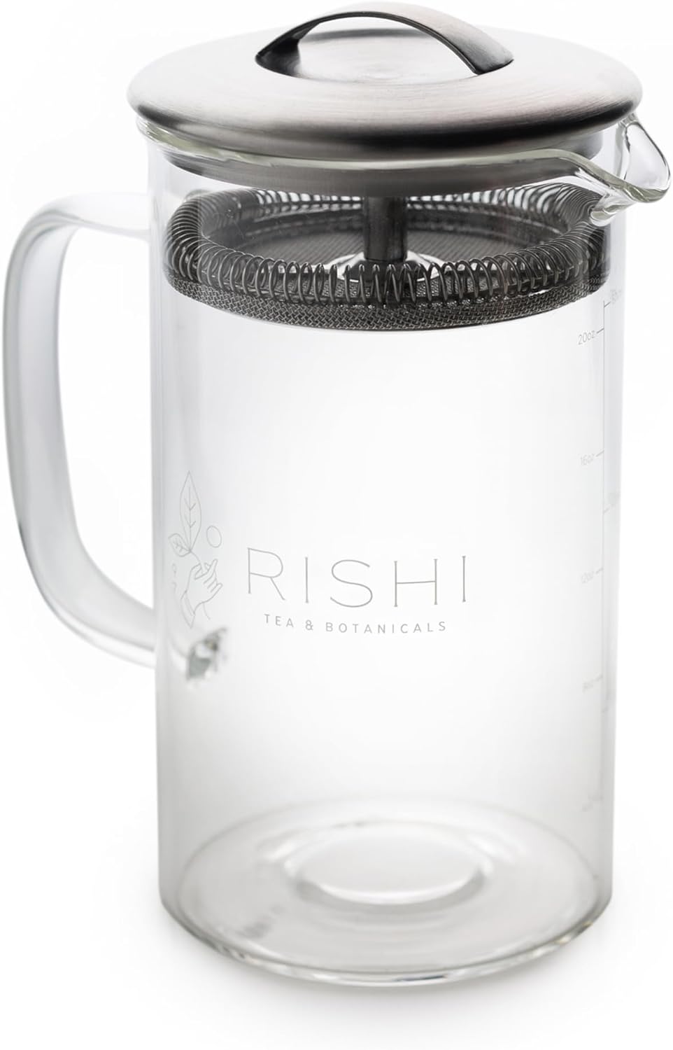 Rishi Tea Simple Brew Teapot for Loose Tea, Borosilicate Glass, 600ml | Borosilicate Glass Teapot, Built-In Strainer, Everyday Teaware, Easy to Clean, Sustainable, For Loose Leaf Tea