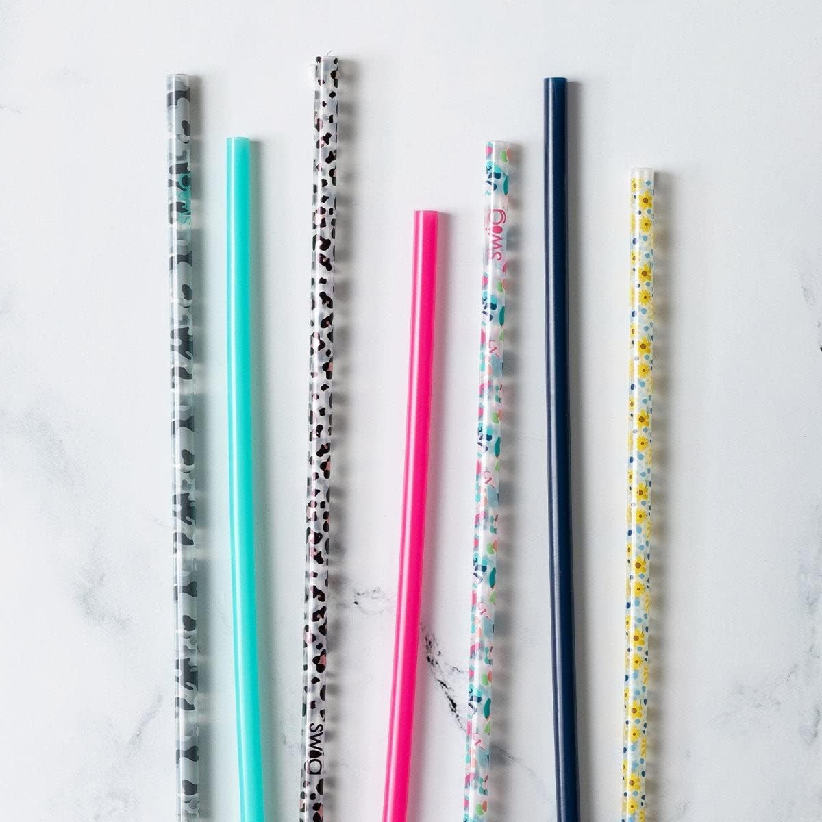Swig Life Reusable Straw Set with Cleaning Brush, Bazaar + Teal | Reusable Straw Set - Cleaning Brush Included - 14 Inch Long - Accessories for Cups &amp; Mugs