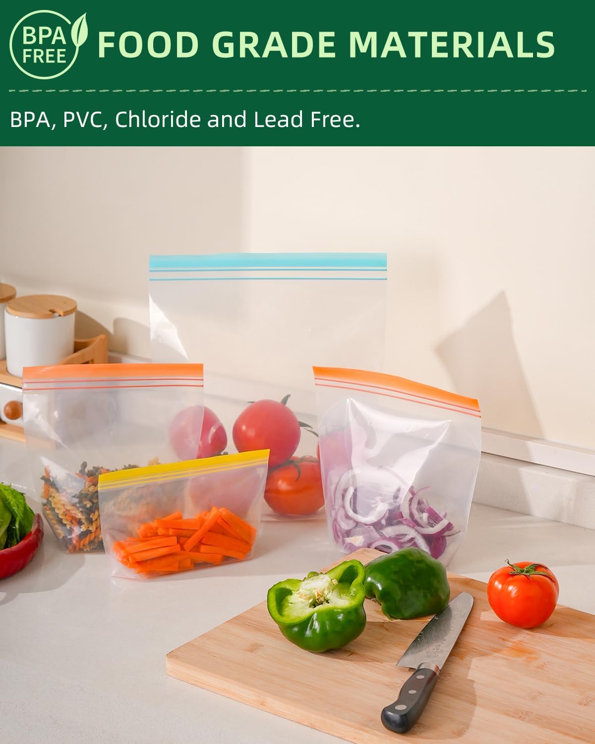 Lerine 18 Pack Stand Up Reusable Freezer Bags, Dishwasher Microwave Safe
