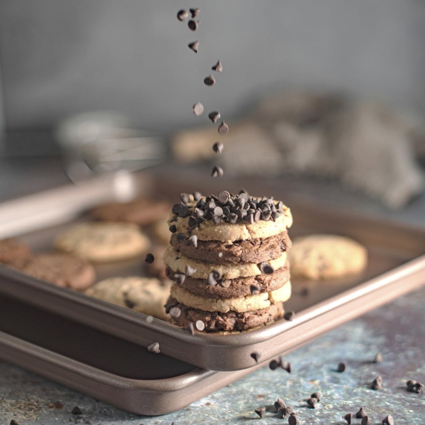 Nonstick Baking Sheet Set of 2 | PFOA &amp; BPA Free Non Toxic Carbon Steel Cookie Sheets | Best Non Stick Oven Cooking Pans &amp; Half Sheet Pan | Best Nontoxic Baking Trays 18 Inch | | Non-Toxic - High Carbon Steel - Gold - Cookie Baking Sheets for Oven