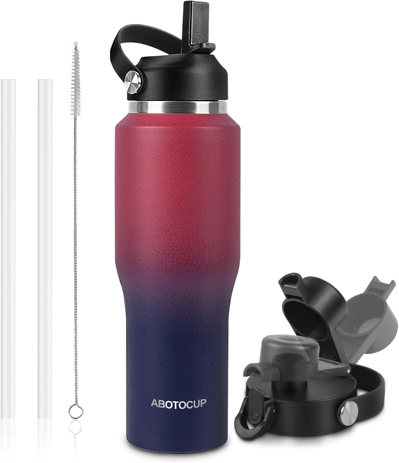 40oz Water Bottle with Powder Coated, Fit in Any Car Cup Holder, Water Bottle with Straw Lids, Stain