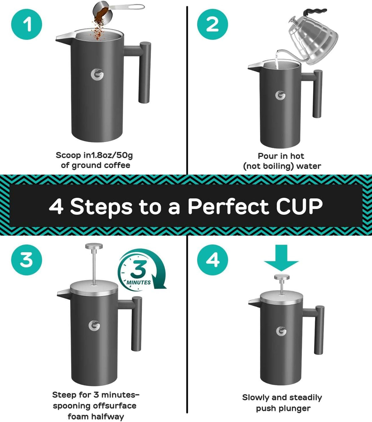 Coffee Gator French Press Coffee Maker 34 oz
