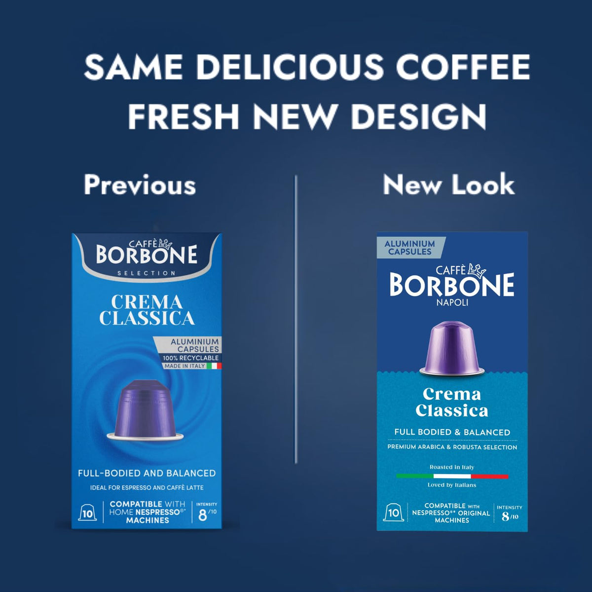 Caffè Borbone Crema Classica Aluminum Capsules Compatible with Nespresso Original Machines, Medium Roast, 50 Count