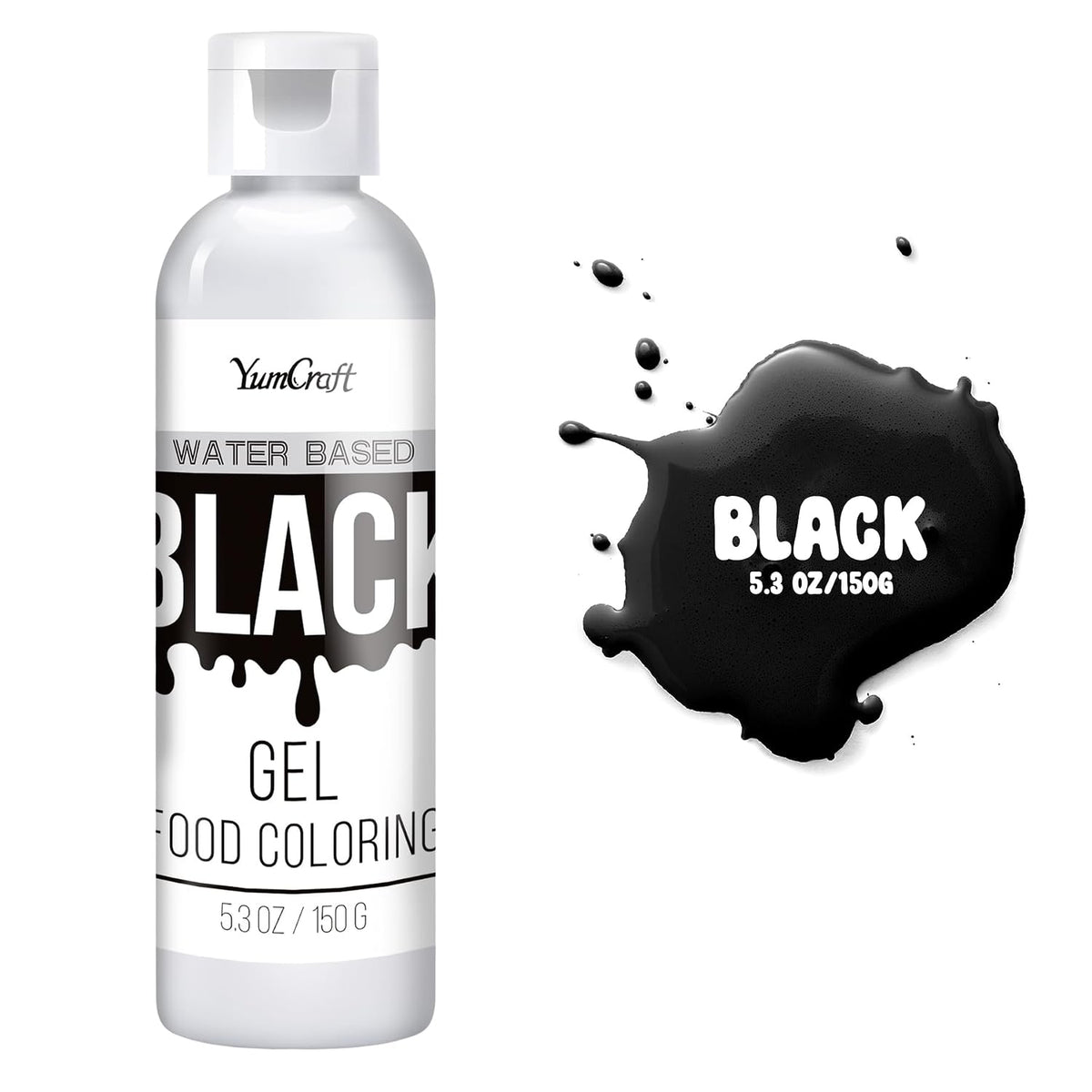 Food Coloring Gel - Vibrant Color Gel Food Coloring for Cake Decorating, Baking, Easter Egg, Icing - Tasteless Food Color Dye for Fondant, Cooking, Airbrush (Black, 5.3oz)