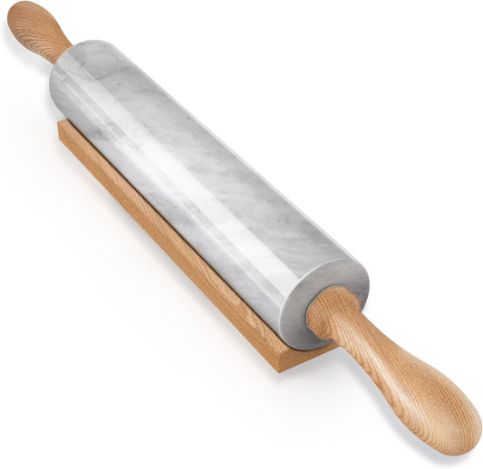 Koville Marble Rolling Pin, Non-Stick African Stone Polished Dough Roller, Pasta, Dumpling, Ravioli, Fondant, Pie Crust,
