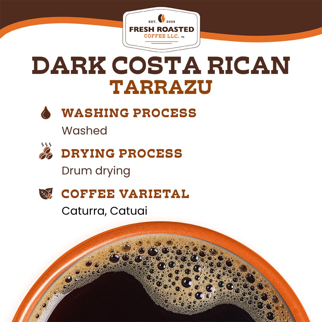Fresh Roasted Coffee, Dark Costa Rica Tarrazu K-Cup Pods for Keurig Brewers, Med-Dark Roast, Kosher, 24 Count (Pack of 1)