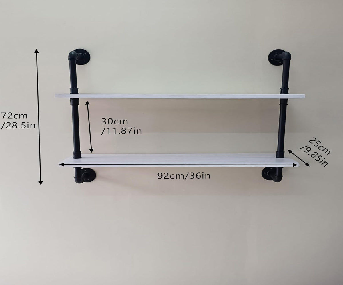 HDDFER Floating Bookshelf Bathroom Shelves Over Toilet Industrial Pipe Shelving Pipe Shelves Rustic White Wall Shelves 36