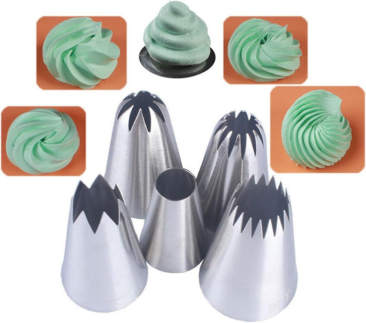 Piping Tips Large Pastry Tips Set,Cake Cream Decorating Tips for Frosting,Icing Piping Nozzle For Cupcakes Cakes