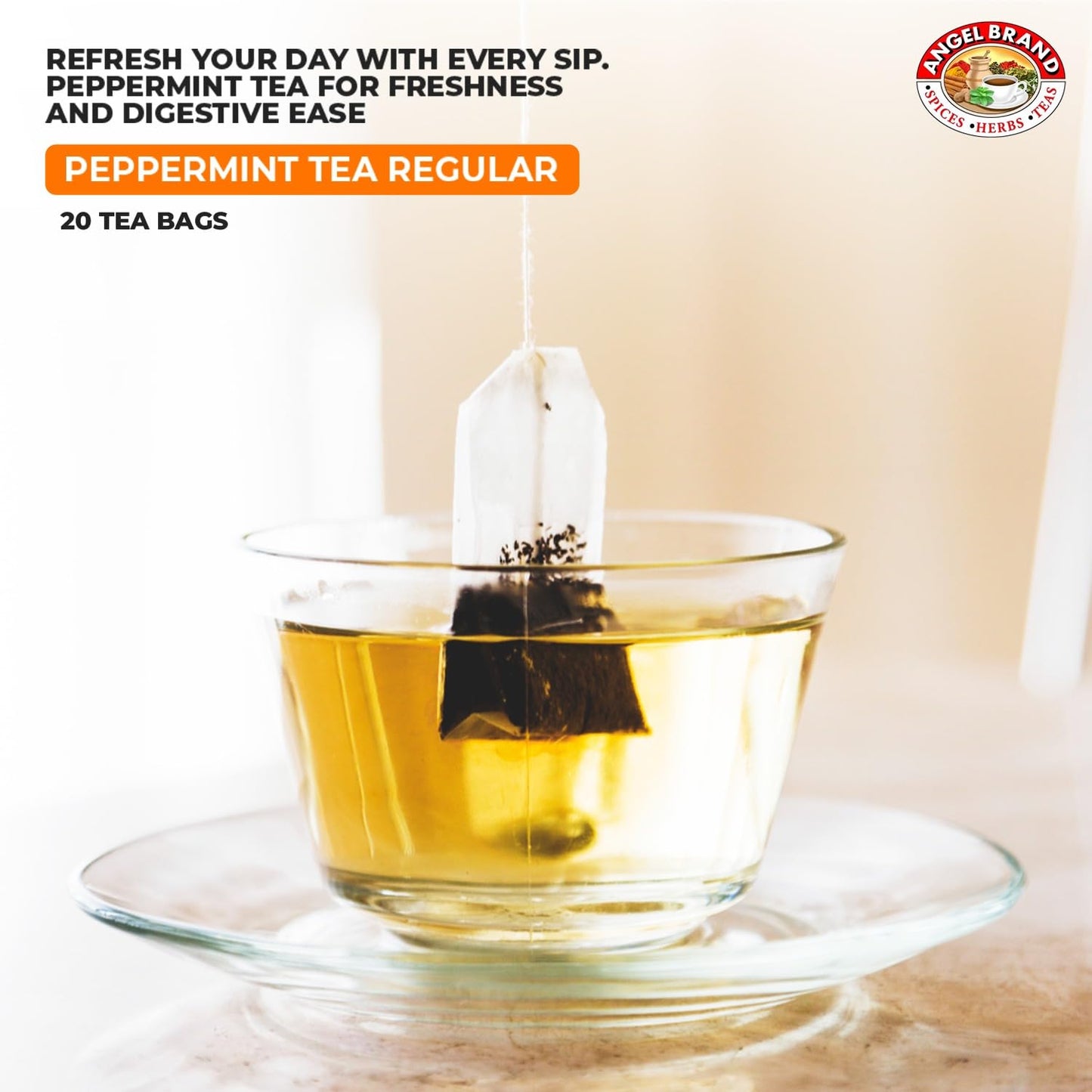 Peppermint Tea Bags | 20 Count | 3 Pack | Caffeine-Free for Relaxation | Refreshing Peppermint Tea