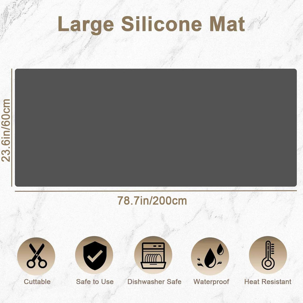 78.7"x23.6"(200cmx60cm) Large Silicone Mat for Kitchen Counter