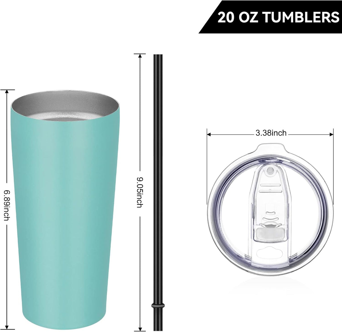 VEGOND 20oz Tumbler Bulk with Lid and Straw 1 Pack, Stainless Steel Vacuum Insulated Tumbler, Double Wall Coffee Cup Travel Mug, River Green