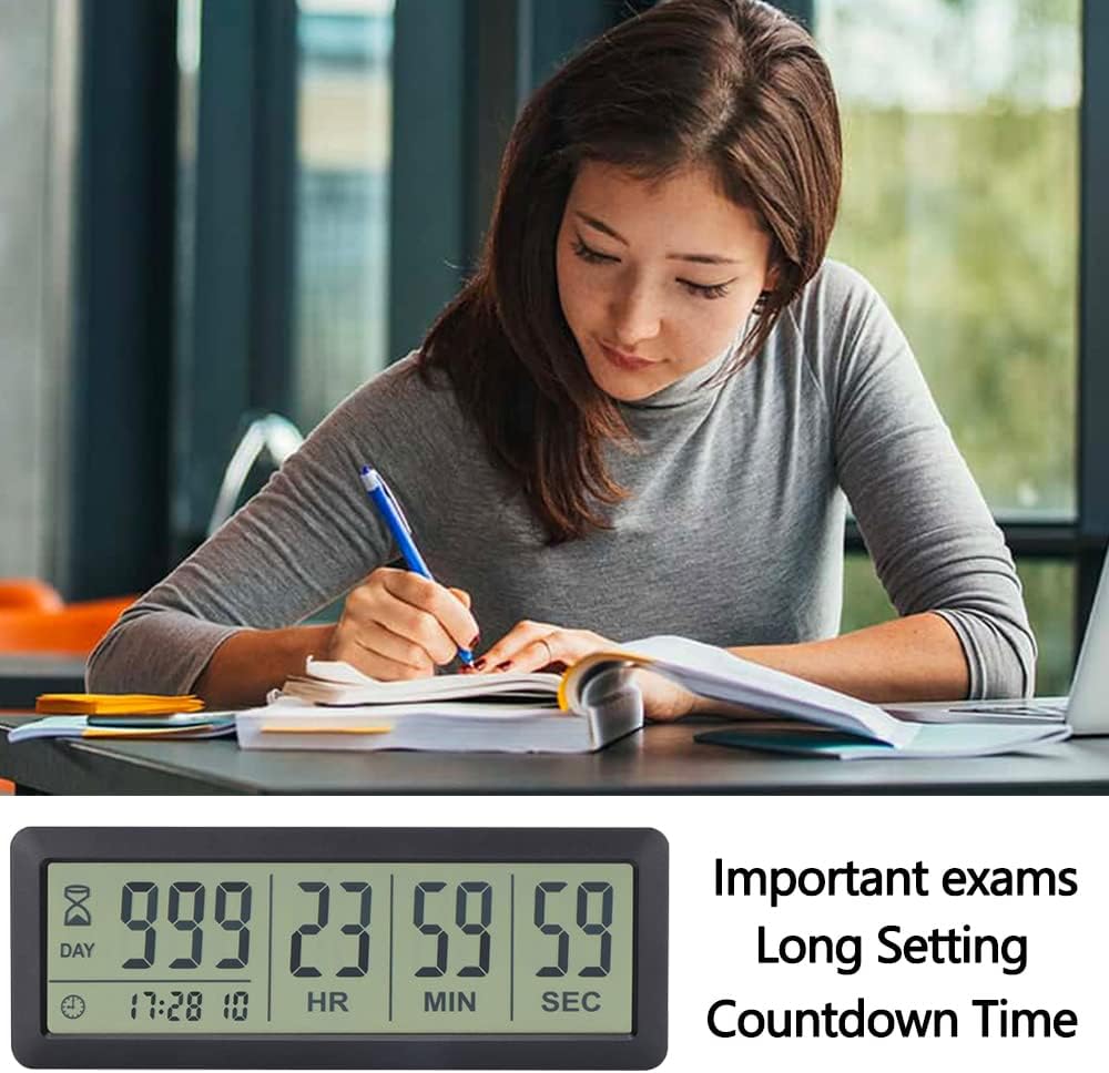 Digital Countdown Days Timer, Black | Upgraded Big 999 Days Count Down Clock with Stand Strong Magnetic Back, Ideal for Vacation Retirement Wedding Holiday