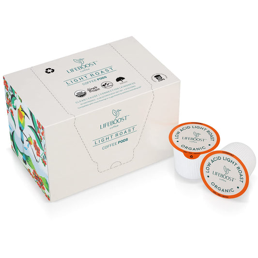 Lifeboost Light Roast Low Acid Coffee Pods - Single Origin Non-GMO Organic Coffee K Cups - Compatible with Keurig & Keurig 2