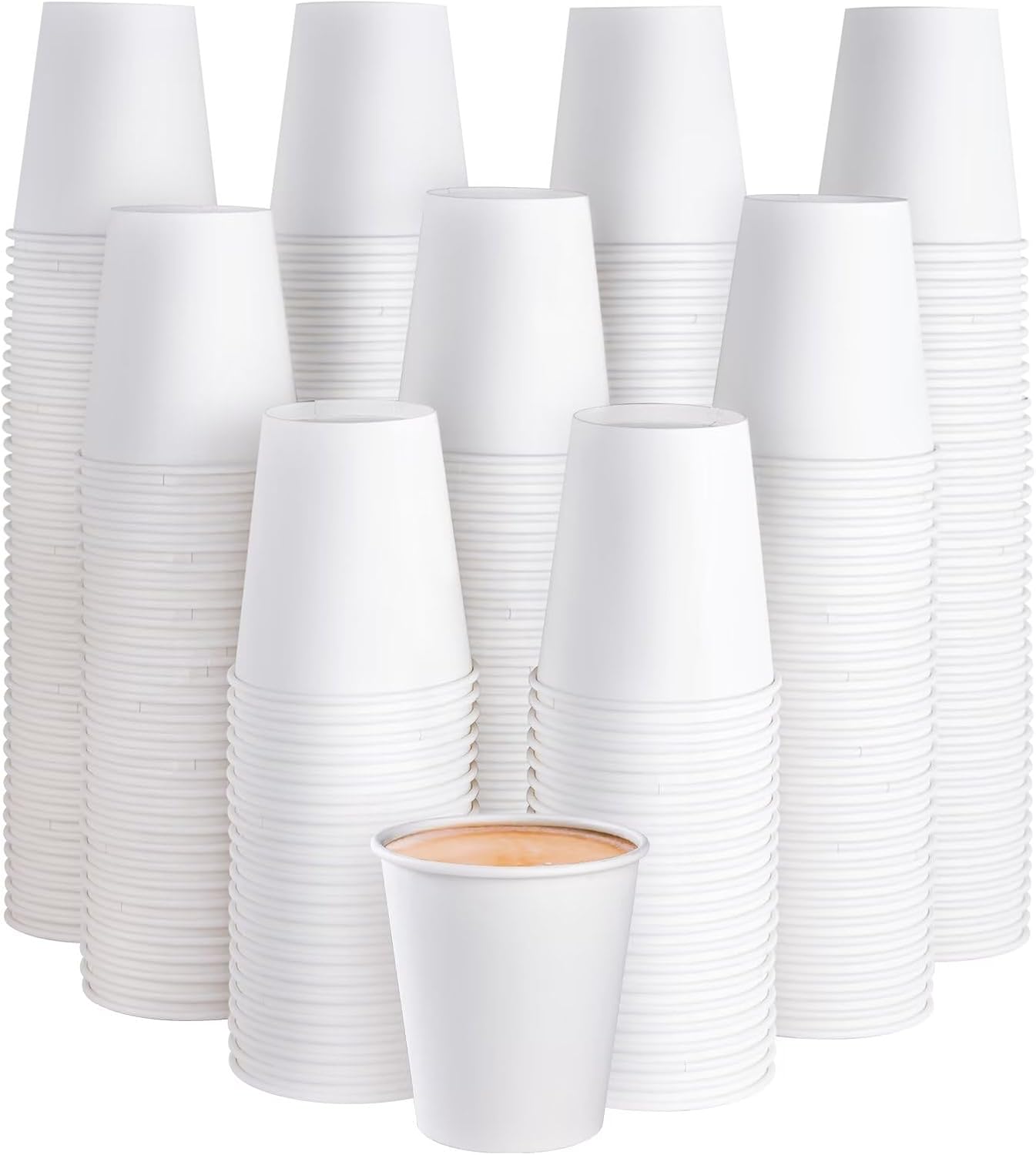 JOLLY PARTY 300 Pack 10 oz Disposable Paper Coffee Cup, Hot/Cold Beverage Drinking Cups for Water, W