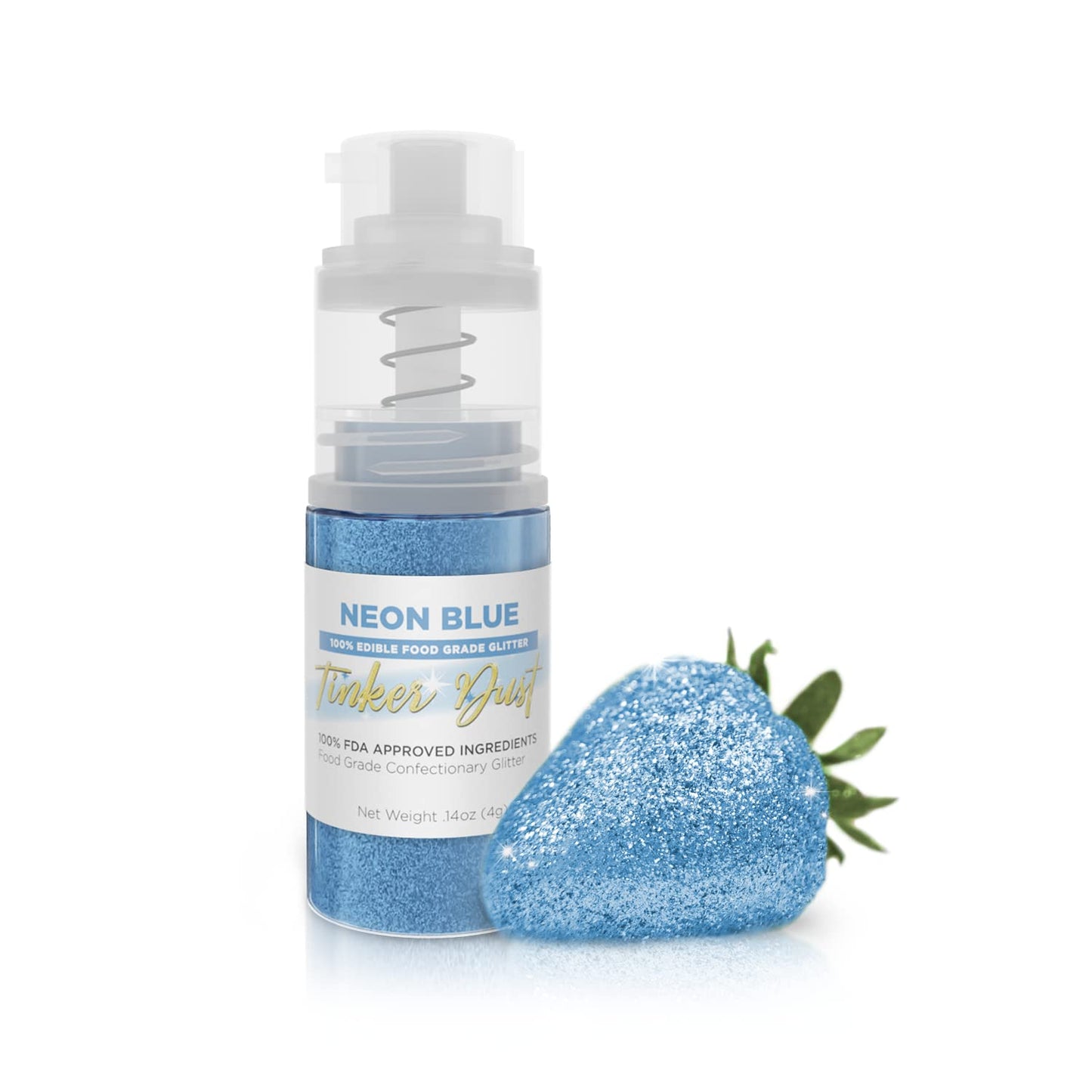 Bakell - Neon Blue Tinker Dust (4g, 1x Mini Spray Pump) Edible Glitter for Food, Desserts, and Bever