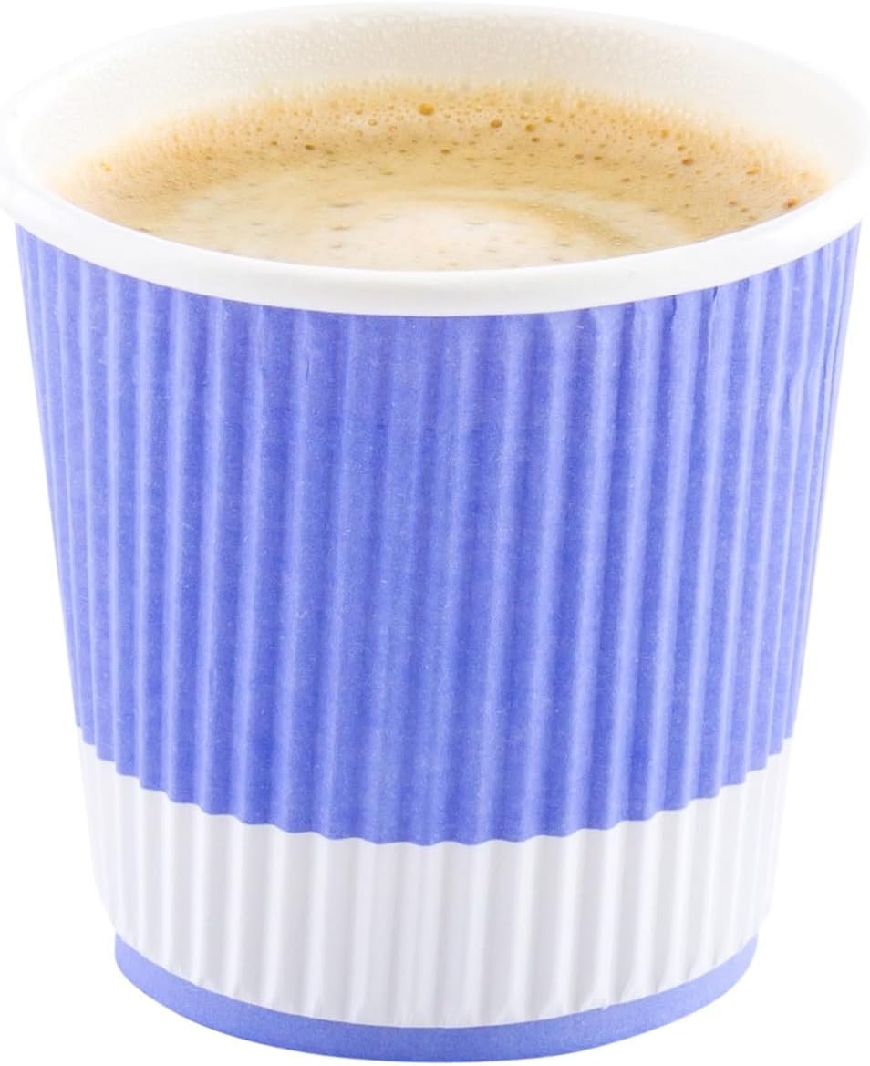 Restaurantware Ripple Wall Coffee Cups 500 Count 4 Ounce Insulated Light Purple Paper Cups, Rolled Rim Spill-Resistant Disposable Paper Non-Slip for Coffee, Beverages